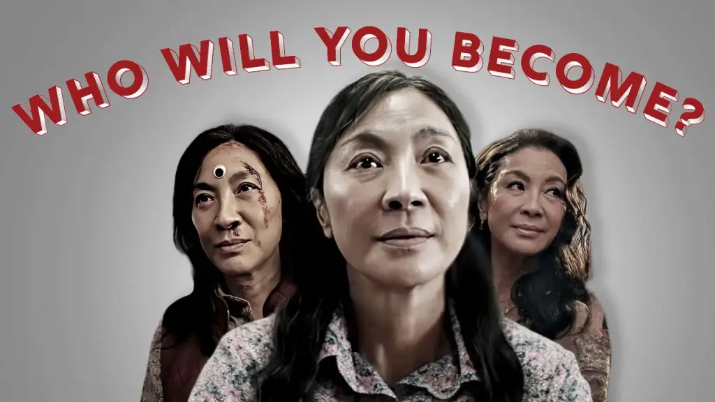 Who Will You Become? Three Images of Michelle Yeoh from Everything Everywhere All At Once.