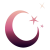 Crescent moon and stars